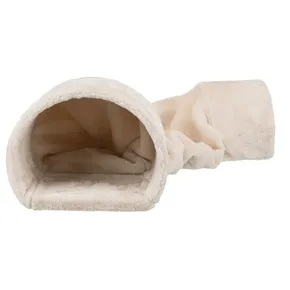 Plüschtunnel für Nagetiere 27 × 21 × 80 cm, 2 verstärkte Ausgänge, beige